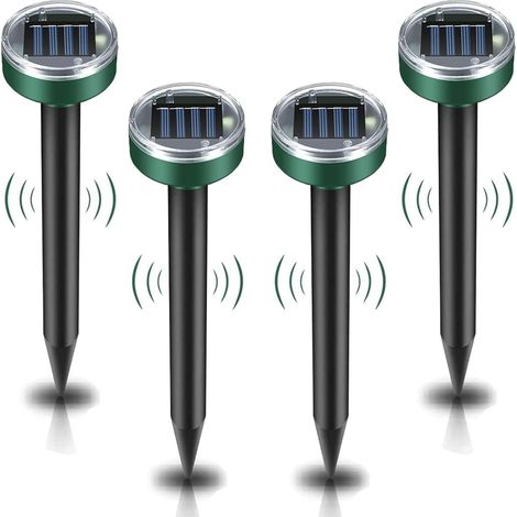 Ultraschall-solar-maulwurfsabwehrgerät – 4er-pack – Wasserdicht (ip65) – Reichweite Bis Zu 700 M² – Umweltfreundlicher Abs-kunststoff