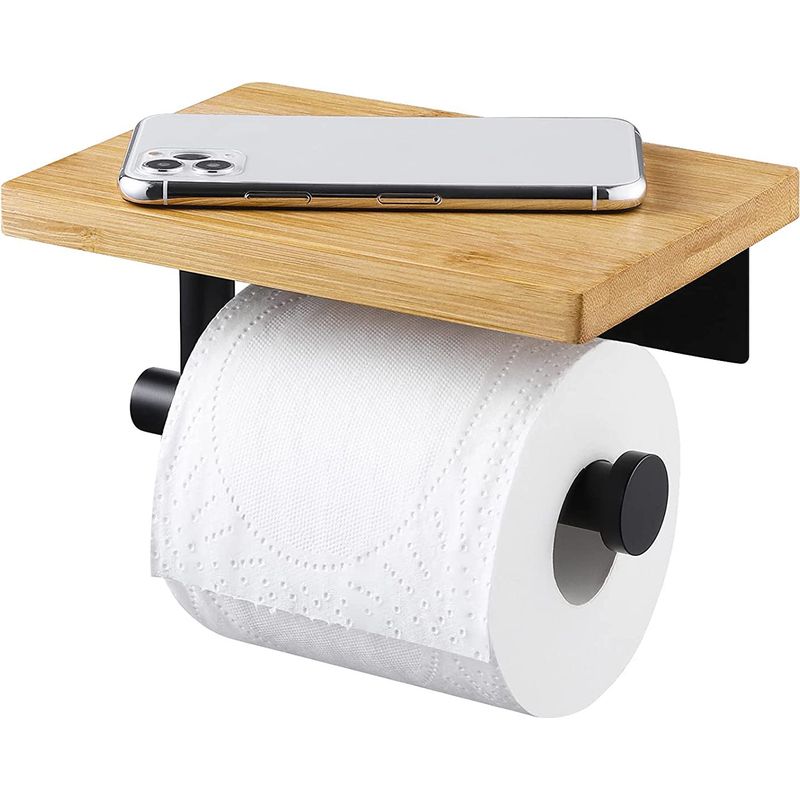 Handgefertigter, Glatter Toilettenpapierhalter Aus Massiver Eiche Mit Ablage Aus Echtholz, Vintage-retro-toilettenpapierhalter Zur Wandmontage