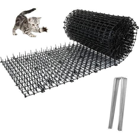 Aiducho Anti-katzenmatte Mit Spikes, 200 X 30 Cm, Katzen- Und Hundeabwehrmatte, Mit 8 U-förmigen Bodenankern, Natürliches Und Umweltfreundliches Katzen- Und Hundeabwehrmittel Für Gärten Und Zäune