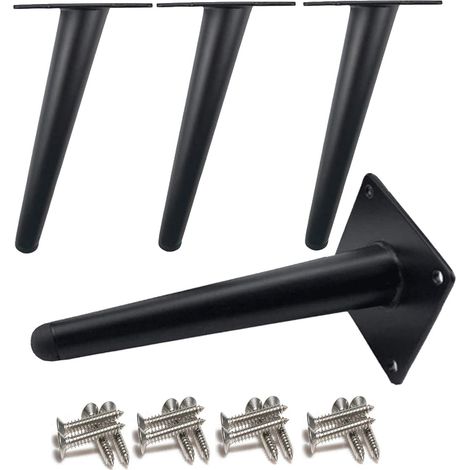 4 Stück Abgewinkelte Tischbeine, Metall-schrankbeine, Konische Möbelbeine, Edelstahl 201, Schwarz, 10 Cm Hoch, Geräuscharm, Rutschfeste Unterseite Für Sofas, Tische Und Andere Möbel