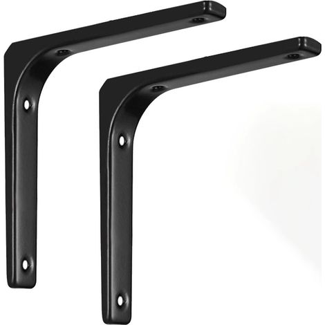 Aiducho 2er-set Regalwinkel, Robuste Wandwinkel, L-förmige Wandregalwinkel, 200 X 150 Mm, Regalbefestigungswinkel, Schwarze Wandregalhalterung