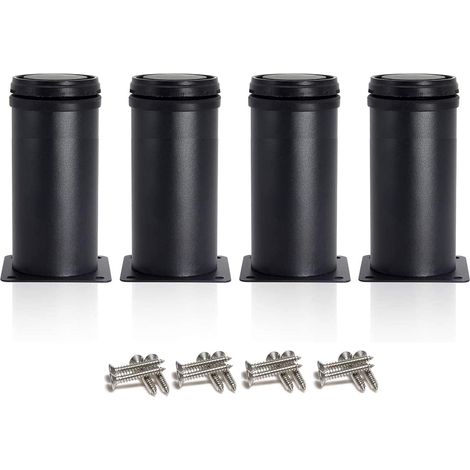Aiducho 4 Verstellbare Schwarze Beine, 120 Mm Höhe, Verdickte Schrankbeine, Tischbeine, Möbelbeine, Edelstahl, Höhenverstellbar 0-15 Mm, Inklusive Edelstahlschrauben