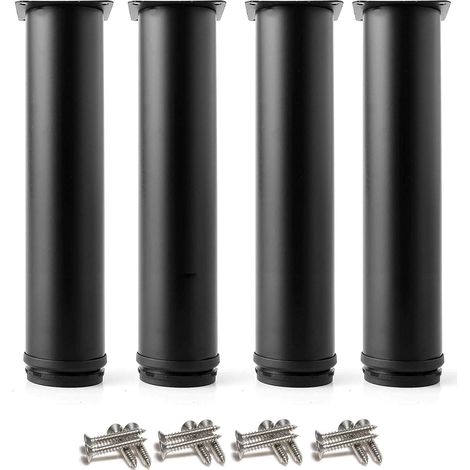 Aiducho 4 Verstellbare Schwarze Beine, 200 Mm Höhe, Verdickte Schrankbeine, Tischbeine, Möbelbeine, Edelstahl, Höhenverstellbar 0-15 Mm, Inklusive Edelstahlschrauben