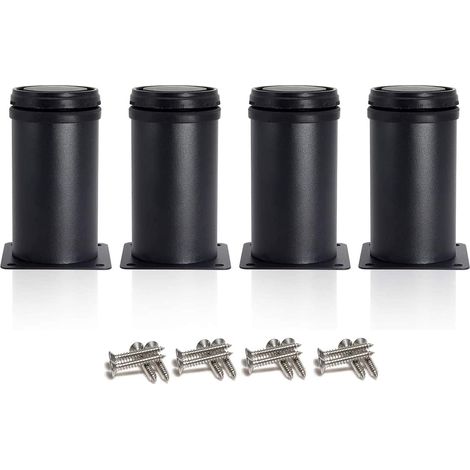 Aiducho 4 Verstellbare Schwarze Beine, 80 Mm Höhe, Verdickte Schrankbeine, Tischbeine, Möbelbeine, Edelstahl, Höhenverstellbar 0-15 Mm, Inklusive Edelstahlschrauben