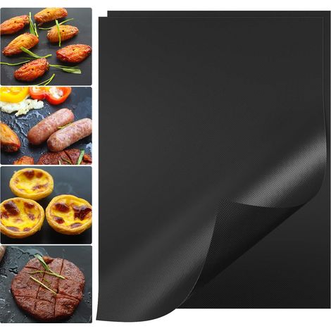 Aiducho Grillmatte, 40,6 X 30,5 Cm Grillmatte, Antihaft-grillpapier-ofenmatte (2 Stück, Schwarz)