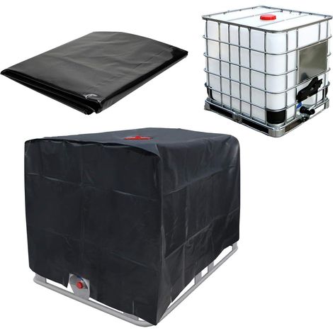 Aiducho Wassertankabdeckung, Ibc-schutzplane – Schwarz – Deckel Und Ventil Frei Zugänglich – Für 600-liter-tanks – Ibc-tankabdeckung – Rutschfestes Material, 120 X 80 X 100 Cm