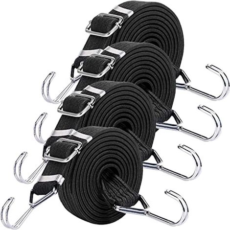 Aiducho 4 Stück Gummiseile Mit Haken, 2 M Elastische Spanner Mit Haken, Fahrrad-, Autotransport- Und Rallye-werkzeug