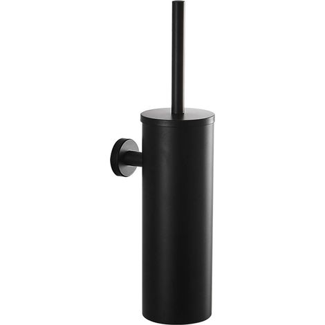 Aiducho Wandmontierte Wc-bürste Und -halterung Aus Edelstahl Mit Deckel, Langem Griff, Mattschwarzes Badezimmeraccessoire