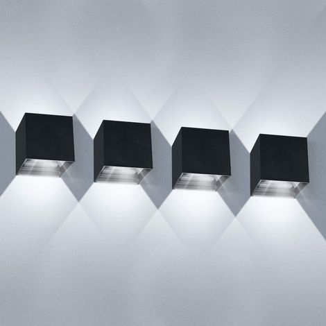 Aiducho 4-teiliges Wandleuchten-set Für Den Innen- Und Außenbereich, 12 W, 6000–6500 K, Verstellbarer Abstrahlwinkel, Ip65 Wasserdicht – Schwarz
