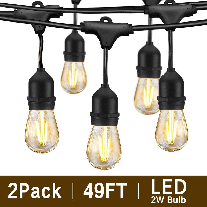 2 X 14,4 M Lange Led-lichterkette S14, Wasserdicht, Mit 2 X 15 Warmweißen S14-glühbirnen, Für Den Innen- Und Außenbereich, Z. B. Für Gartenpartys Und Terrasse