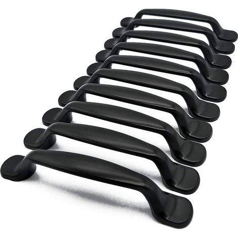 Aiducho 10x 96mm Schwarzer Küchenschranktürgriff Für Schlafzimmermöbel, Schubladen, Schränke