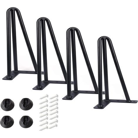 4-teiliges Diy-haarnadelbein-set Für Tisch Und Stuhl, Bestehend Aus 3 Stangen, 16 Schrauben Und 4 Fußschonern, Höhe 15 Cm, Stangendurchmesser 10 Mm