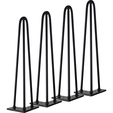 Aiducho Möbelbeine, 4er-set Diy-haarnadelbeine Für Tisch Und Stuhl Mit 3 Stangen, 16 Schrauben + 4 Fußschützern, Höhe 30 Cm, Stangendurchmesser 10 Mm