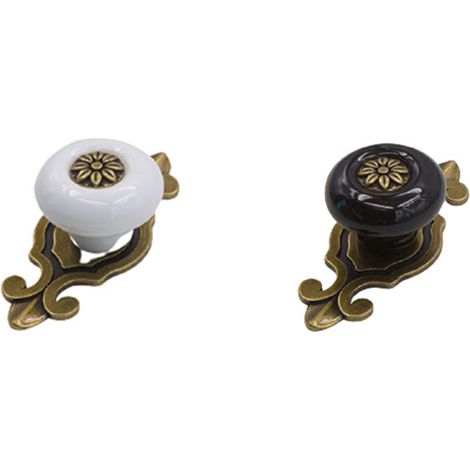 Aiducho 4-teiliges Keramik-türgriffset Im Vintage-stil, Klassischer Schrankgriff, Schubladengriff Für Küche, Wohnzimmer, Schlafzimmer, Inklusive 2,5 Cm Schrauben, 2 Weiße Und 2 Schwarze Griffe