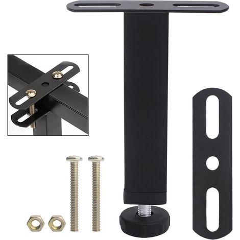 Aiducho Verstellbare Schwarze Bettbeine, Möbelfüße, Stabile Lattenrostbeine, Metall-möbelfüße, Bettgestellzubehör, T-förmige Doppelbohrung Mit Schrauben, 220 Mm, 4er-set