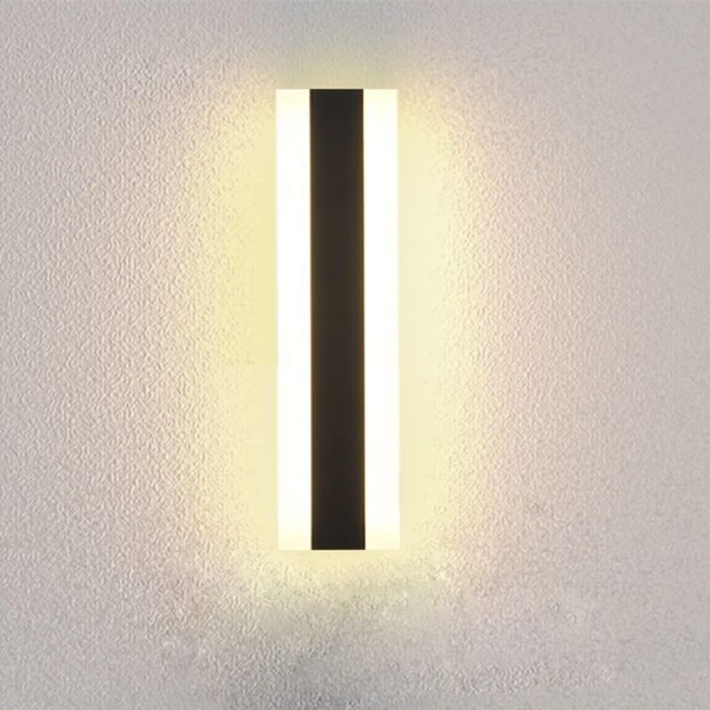 Lange Led-wandleuchte Für Villen Und Veranden, Wasserdicht (ip65), Schwarze, Lange Aluminium-lichtleiste – 30 Cm, Warmweißes Licht
