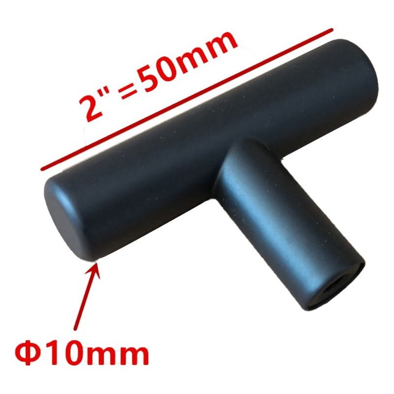 T-förmiger Schubladen-/schrank-/kleiderschranktürgriff 10x50 Edelstahl Schwarz 4 Stück