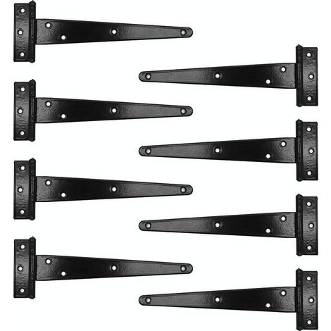 Aiducho Set Mit 8 Robusten T-scharnieren Für Gartenhäuser Aus Holz Und Edelstahl, Schwarz, 20,3 Cm