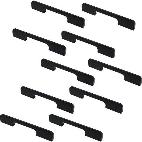 Aiducho Set Mit 10 Mattschwarzen Schrank- Und Schubladengriffen Aus Zinklegierung, 140 Mm Lang