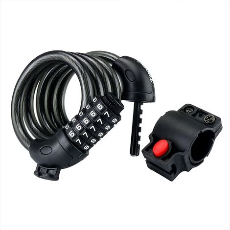 Aiducho Hochsicherheits-fahrradschloss Mit Zurücksetzbarem 5-stelligen Zahlencode, 1,2 Mx 12 Mm (schwarz)