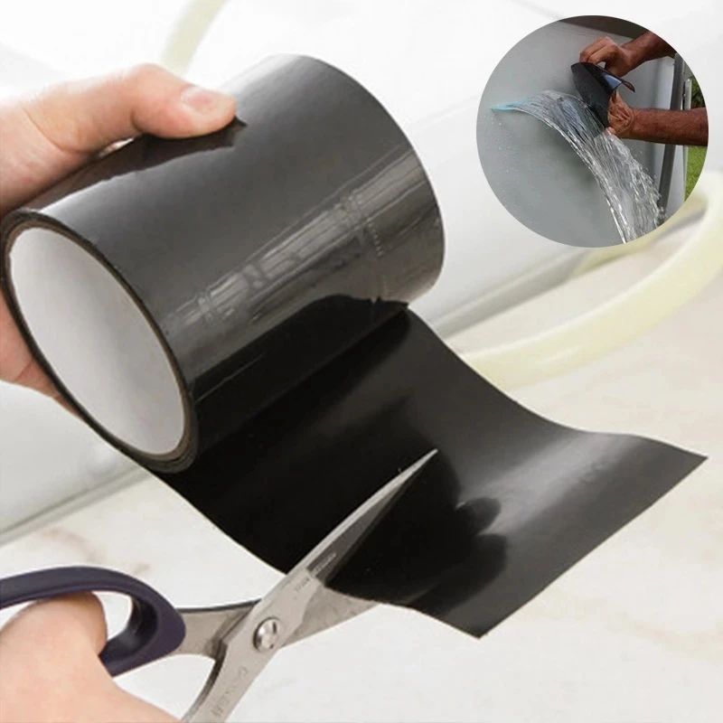 Superstarkes, Wasserdichtes Klebeband Mit Isolierung Zum Abdichten Von Lecks, Hochleistungs-selbstklebeband Für Verbindungen Zur Selbstfixierung Und Für Isolierkanäle 150 Cm - Schwarz 10 Cm X 1.