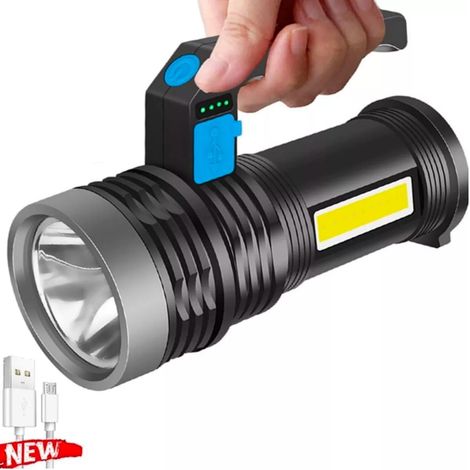 Leistungsstarke, Wiederaufladbare Taschenlampe, 4 Modi, Wasserdicht, Tragbare Arbeitsleuchte Für Camping, Wandern, Angeln Und Notfälle