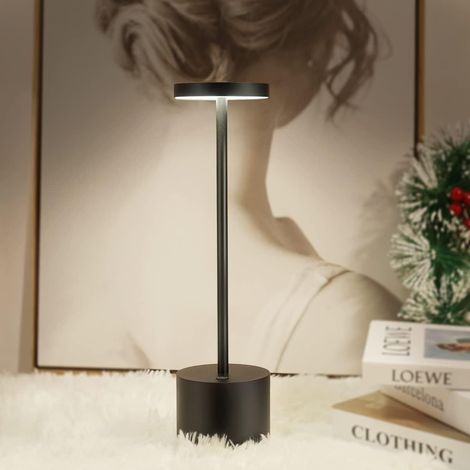 Aiducho Kabellose Tischleuchte, Wiederaufladbare Led-schreibtischlampe Mit 1800 Mah Akku, 2 Farbmodi, Moderne Batteriebetriebene Leuchte Für Schlafzimmer, Büro Und Esszimmer – Schwarz