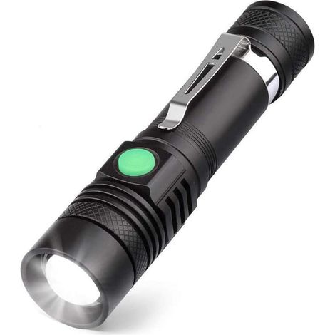 Aiducho Usb-wiederaufladbare Led-taschenlampe, 600 Lumen, Ip65 Wasserdicht, 4 Leuchtmodi, Zoom-taschenlampe Für Den Haushalt, Camping, Wandern Und Notfallsituationen (batterie Enthalten)