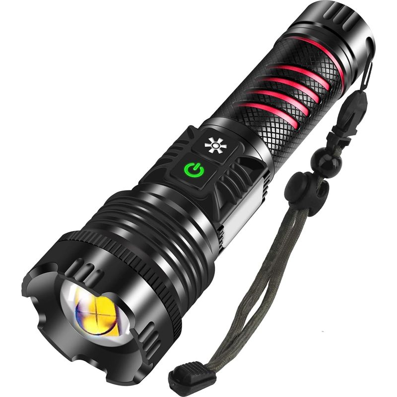 Extrem Leistungsstarke 20000 Lumen Led-taschenlampe, Usb-c-wiederaufladbare Taschenlampe Mit Rotlicht, 8 Einstellbaren Modi, Wasserdichte Taktische Taschenlampe Für Camping, Wandern Und Notfälle
