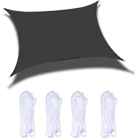 Aiducho Rechteckiges Sonnensegel 3x4m Schwarz, Wasserdicht, Uv-schutz, Markise Für Garten, Terrasse, Patio Und Pool, Inklusive Seil