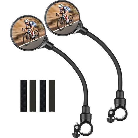 360° Weitwinkel-fahrradspiegel - Set Mit 2 Verstellbaren Und Sicheren Konvexen Acryl-lenkerspiegeln (22-30 Mm)