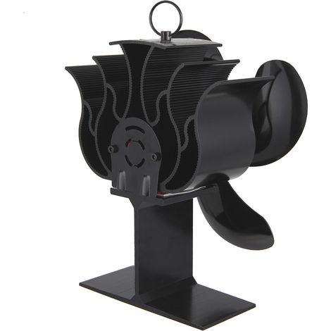 Aiducho 4-blatt-wärmeventilator Für Holzkamine Und -öfen - Umweltfreundlicher Und Effizienter Ventilator (schwarz)