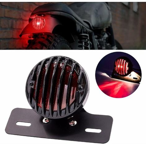Aiducho Rundes Schwarzes Motorrad-rücklicht – Mit Kennzeichenhalterung, 12 V