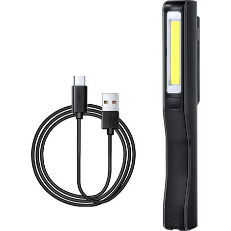 Aiducho Wiederaufladbare Led-arbeitsleuchte 350 Lumen Cob Mechanikerlampe Ultra Leistungsstarke Taschenlampe, Inspektionslampe Für Auto Garage Werkstatt Heimwerker Camping Mit Usb-kabel (schwarz)