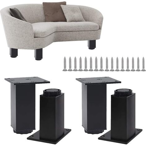 Aiducho 4er-set Verstellbare Möbelfüße, Schrankfüße, Möbelbeine Aus Metall, Inklusive 16 Schrauben, Für Couchtische, Schränke, Sofas, Als Stützfüße, 150 Mm