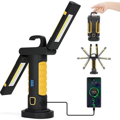 Aiducho Wiederaufladbare Led-arbeitsleuchte, Tragbare Led-mechanikerlampe, Kabellose Magnetische Arbeitsleuchte Mit Usb-anschluss Und Schalter Für Kfz, Fahrzeuge, Outdoor-aktivitäten, Garage Und Campi