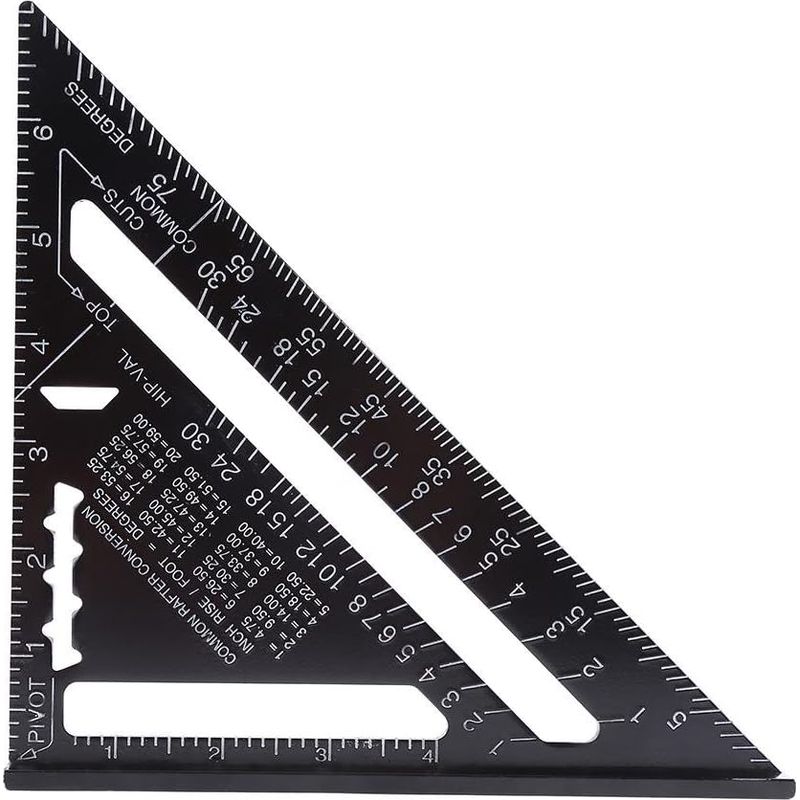 7-zoll-aluminium-winkelmesser (metrisch/imperial) Mit Schwarzer Oxidbeschichtung, Hochpräzise Messwerkzeuge Für Schreiner