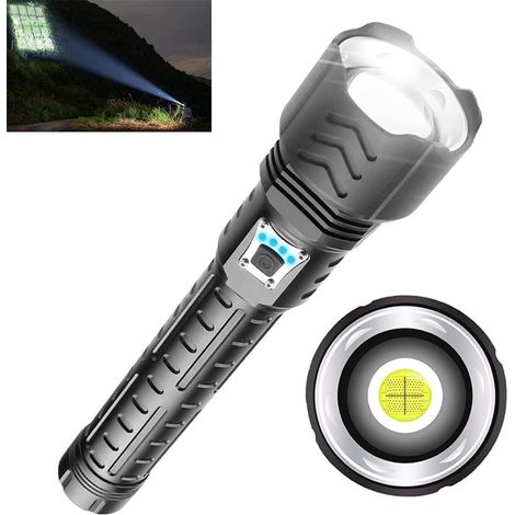 Aiducho Xhp90 Ultra-starke Led-taschenlampe Mit 12.000 Lumen, 5 Leuchtmodi, Usb-aufladbar, Superhelle Taschenlampe Mit Zoom Für Camping, Outdoor-sport, Batterien Inklusive