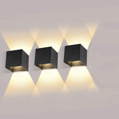 Aiducho 3er-pack Wandleuchten Für Innen Und Außen, 12 W, Mit Einstellbarem Abstrahlwinkel, Led-wandleuchten 2700–3000 K Warmweiß, Ip65 Wasserdichte Wandleuchte, Schwarze Wandleuchte Für Wohn-/schlafzi