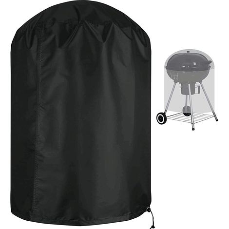 Aiducho Holzkohlegrillabdeckung, Wasserdichte Plane Für Außengrills, Runde Grillabdeckung 58 X 77 Cm, Schwarz