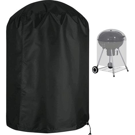Aiducho Holzkohlegrillabdeckung, Wasserdichte Plane Für Außengrills, Runde Grillabdeckung 58 X 77 Cm, Schwarz