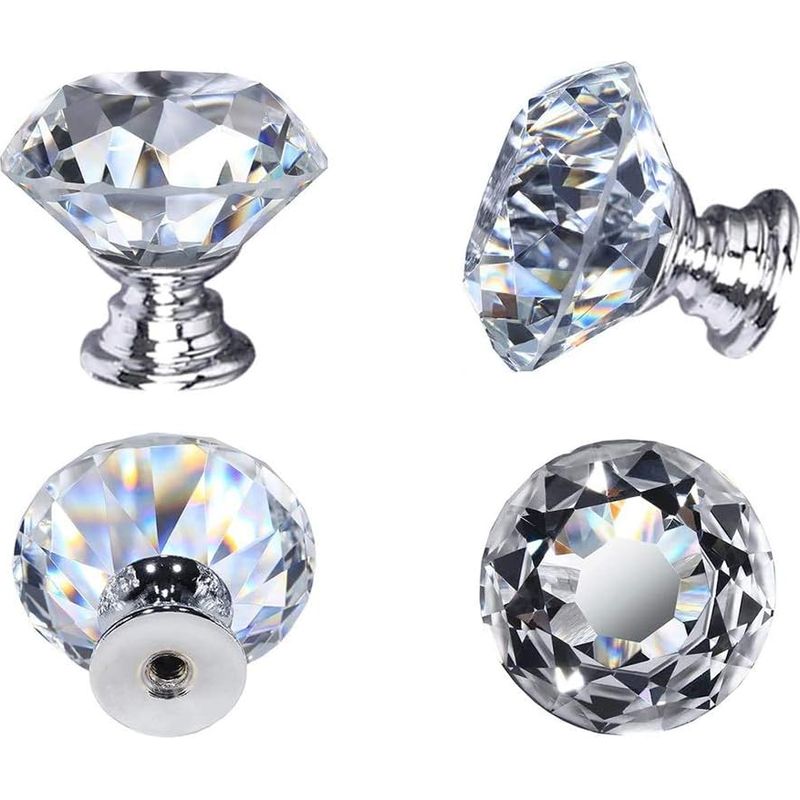 10 Stück Kristall-türknöpfe, 30-mm-glas-schubladenknöpfe, Kristall-türgriffe, Diamantgriffe Mit Schrauben Für Die Dekoration Von Kommoden, Schubladen Und Mehr In Küche, Büro Und Zuhause