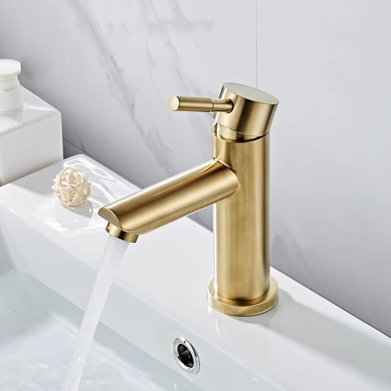 Waschtischarmatur Aus Goldfarbenem Edelstahl – Ergonomischer Einhebelmischer – Auslaufsicherer Keramikkern – Wasserersparnis Von Bis Zu 30 %