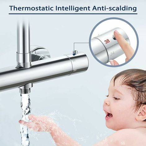 Thermostatische Duscharmatur Mit 2 Messingauslässen – Verbrühungsschutz – 3/4"- Und 1/2"-anschlüsse – Korrosionsbeständig