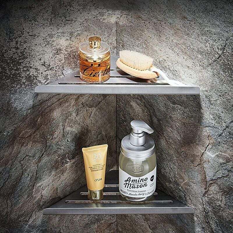 Set Mit 2 Eck-badezimmerregalen, Edelstahl Sus 304, Selbstklebend Oder Zur Wandmontage Durch Bohren, Maße 30,5 X 17 X 4 Cm