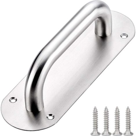 Aiducho Edelstahl-schiebetürgriff, Türgriff Zum Ziehen Und Drücken Mit Abdeckplatte, 65 X 200 Mm, Silber