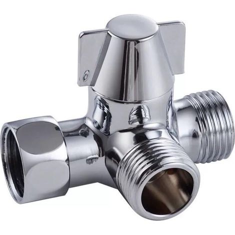 Aiducho 3-wege-umstellventil Für Dusche, Massives Messing, 12,7-mm-gewinde, Poliertes Chrom