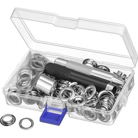 Aiducho Ösenwerkzeug-set 12mm Metallösen 100er Set Ösen-set Für Die Reparatur Von Segeltuch, Planen Und Zelten Silber (1/2 Zoll)