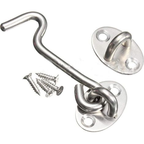 Edelstahl-kabinenhaken Und Ösenriegel, Robust, Aus Metall, Für Gartenhaustüren, Geräuschlose Tür, Winddicht, Mit Befestigungsschrauben Für Türen, Fenster Und Schränke