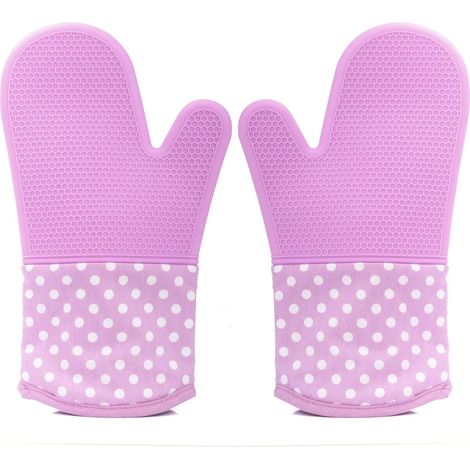 Aiducho Küchenhandschuhe, Rutschfestes Silikon Mit Gestepptem Futter Aus Baumwoll-polyester Und Innenschicht Zum Brotbacken, 1 Paar – Lila